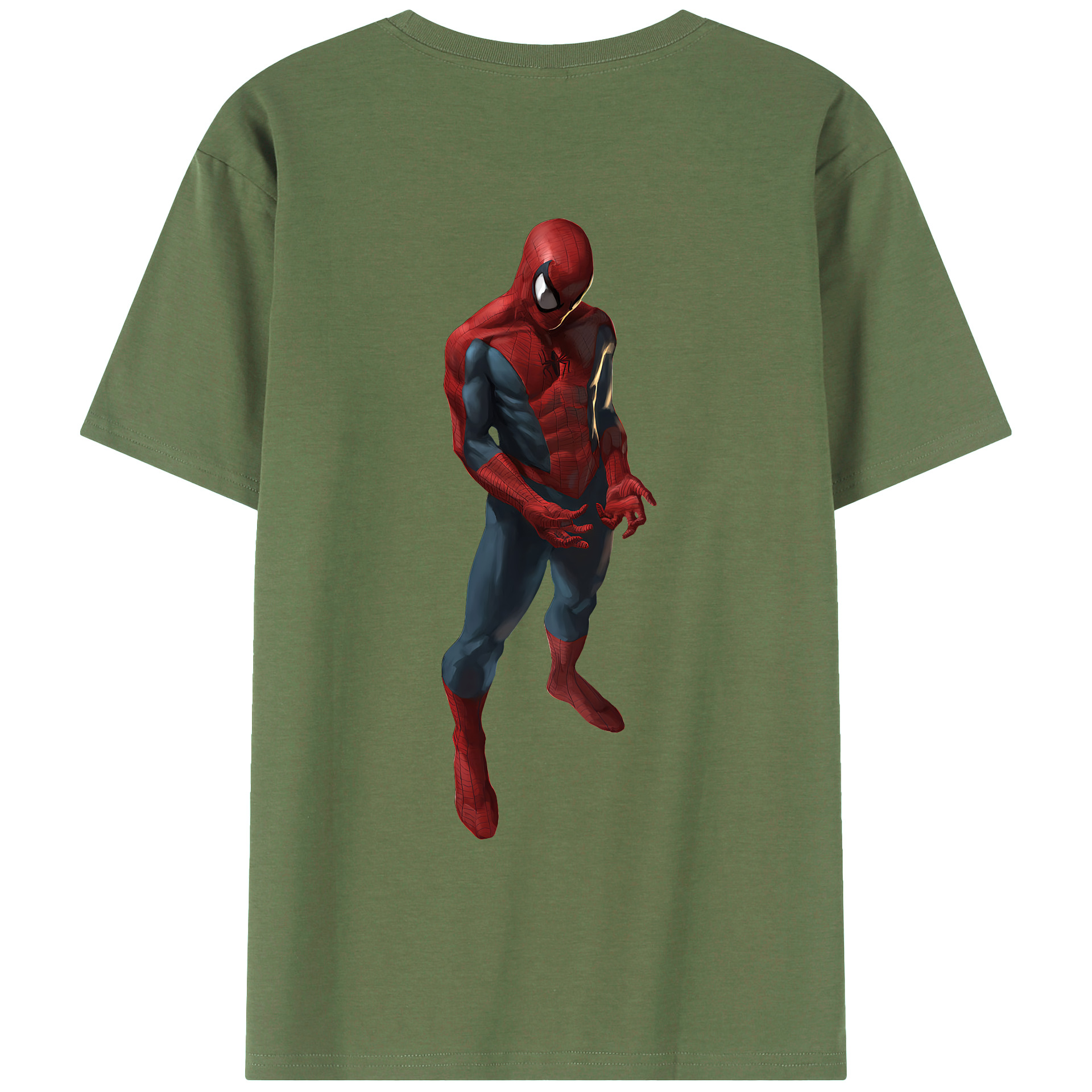 （画像用） Spider Man スパイダーマン 綿100％ メンズ半袖Tシャツ（バックプリント） 通気性